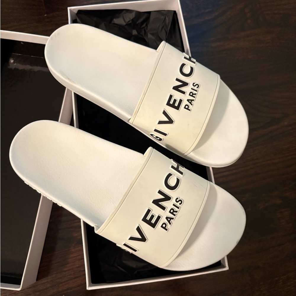 Givenchy white logo Slides